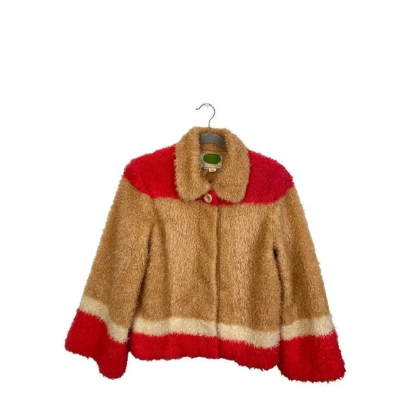 Anthropologie Sherpa pink/tan teddy jacket XS - Picture 6 of 15